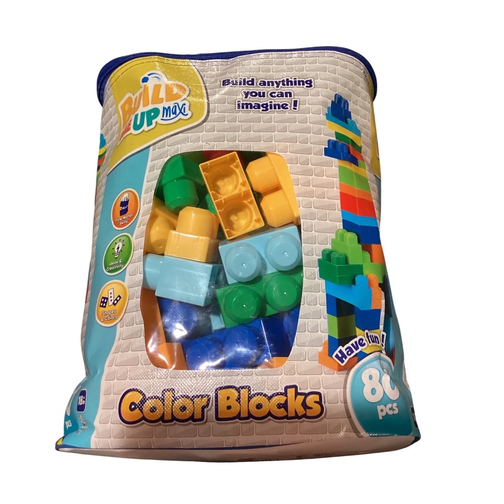Build Me Up Maxi Color Blocks 80 Piece Set Toddler Building Toy Storage Bag